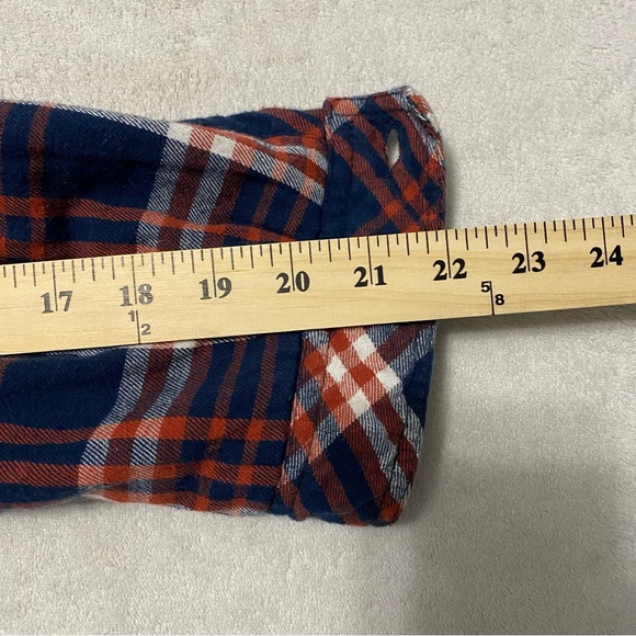 Boston Traders Shacket Mens Flannel Shirt L Orange Plaid Fleece Lined Button Up - Picture 8 of 8